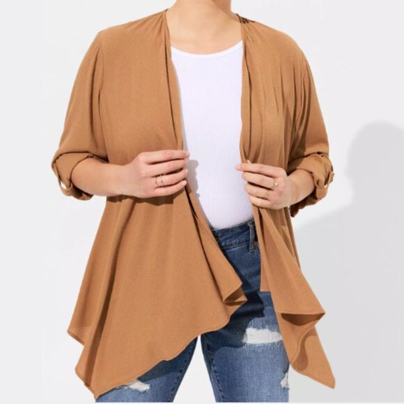 Drape Front Kimono by Torrid, Tobacco Brown, 3x - Picture 6 of 8